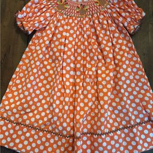 Thanksgiving Turkey Orange Polka Dot Dress